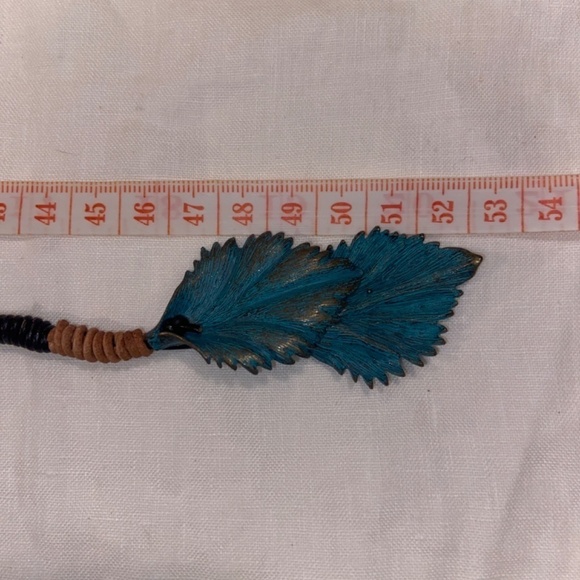 2 for 30$ Women’s long necklace with 2 metals pendants‎ turquoises leaves shaped - Picture 5 of 5